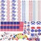 156pcs Patriotic Party Favors – Flags, Sunglasses, Necklaces, Slap Bracelets, Blowouts, Mustaches, Brooches & Stickers for 4th of July